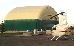 Inflatable helicopter hangar